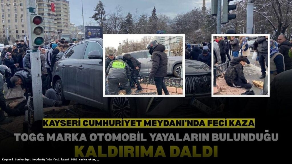 Kayseri’de TOGG Aracının Yaya Kaldırımına Dalması Sonucu Yaralılar Var