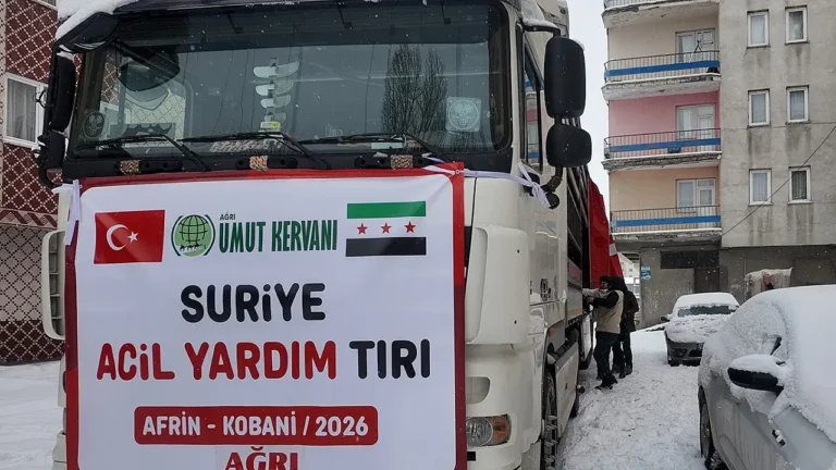 Ağrı’dan Suriye’ye Yardım Tırı Yola Çıktı
