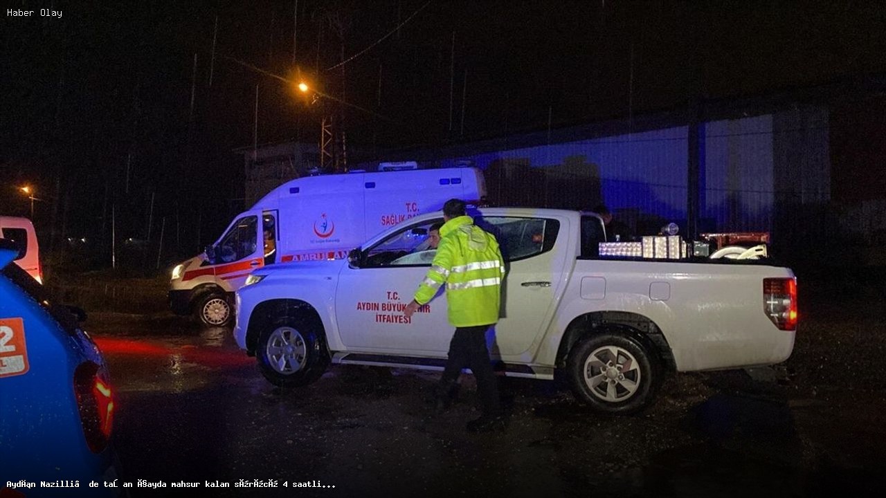 Nazilli’de Taşan Çayda Mahsur Kalan Sürücü 4 Saatte Kurtarıldı