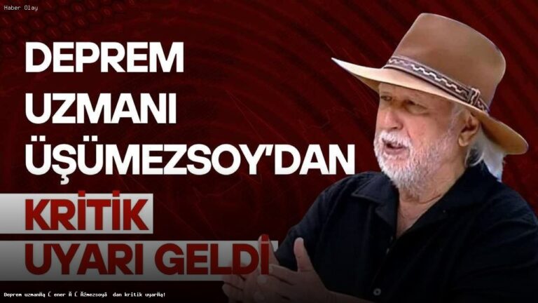 Şener Üşümezsoy: Simav Fayı Deprem Tehlikesi Taşıyor