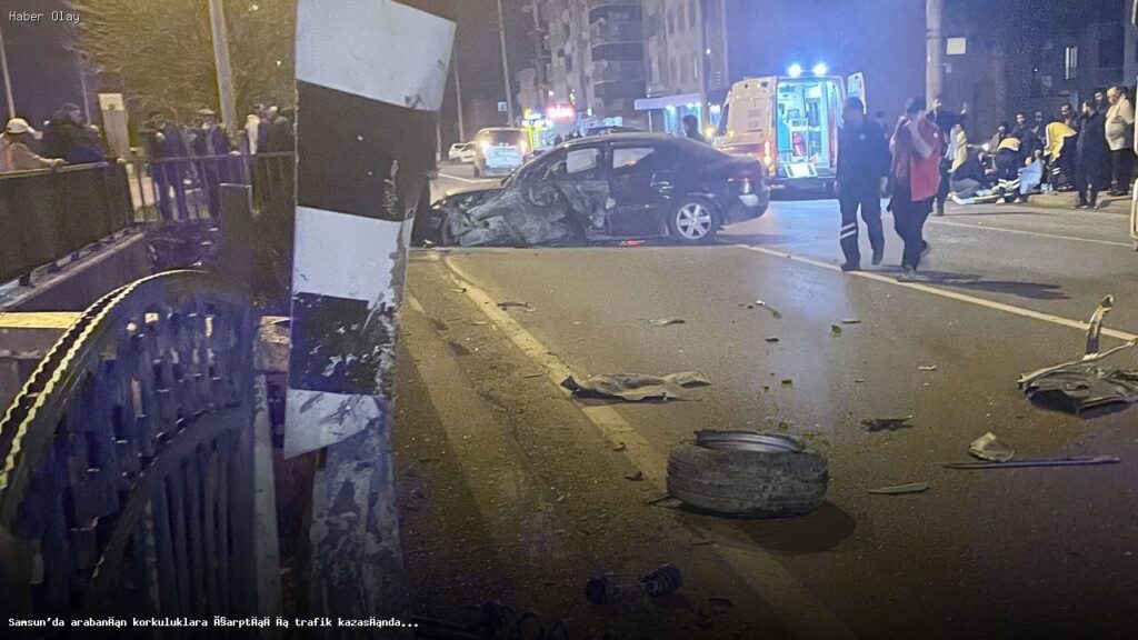 Samsun’da Korkuluklara Çarpan Araçta İki Yaralı