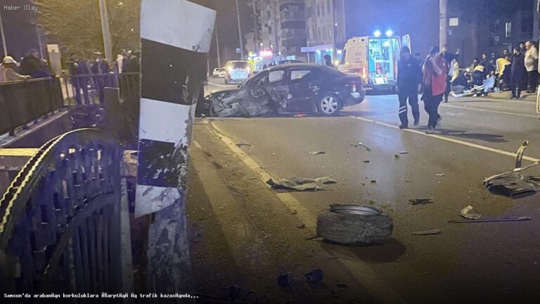 Samsun’da Korkuluklara Çarpan Araçta İki Yaralı