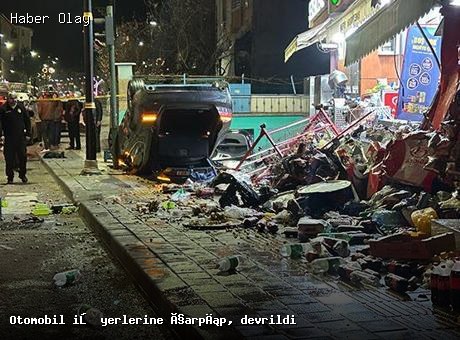 Yenimahalle’de otomobil iş yerlerine çarptı: Kazada yaralı yok