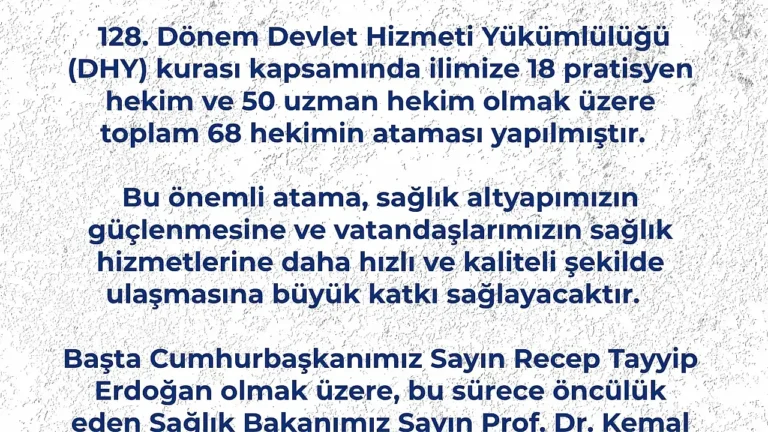Ağrı’ya 68 Doktor Atandı: Sağlık Altyapısı Güçleniyor