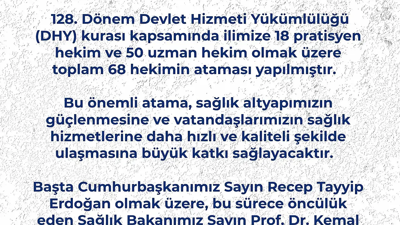 Ağrı’ya 68 Doktor Atandı: Sağlık Altyapısı Güçleniyor